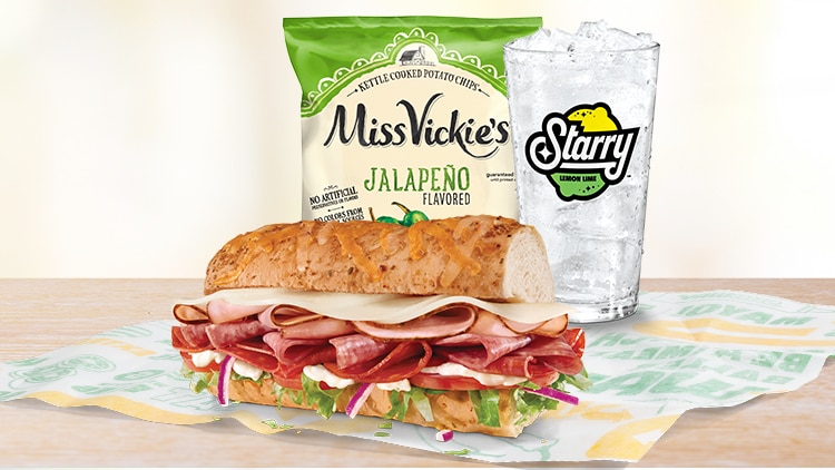 B.M.T. sub, Miss Vickie’s chips & Starry fountain drink.