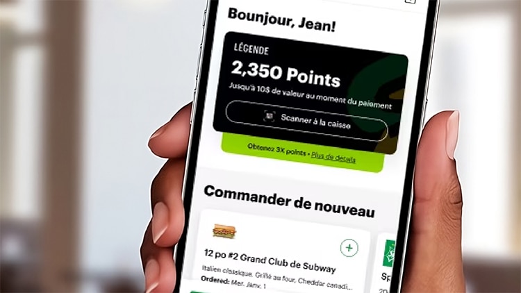 Page de l'appli Récompenses Étoiles Subway<sup>MD</sup>